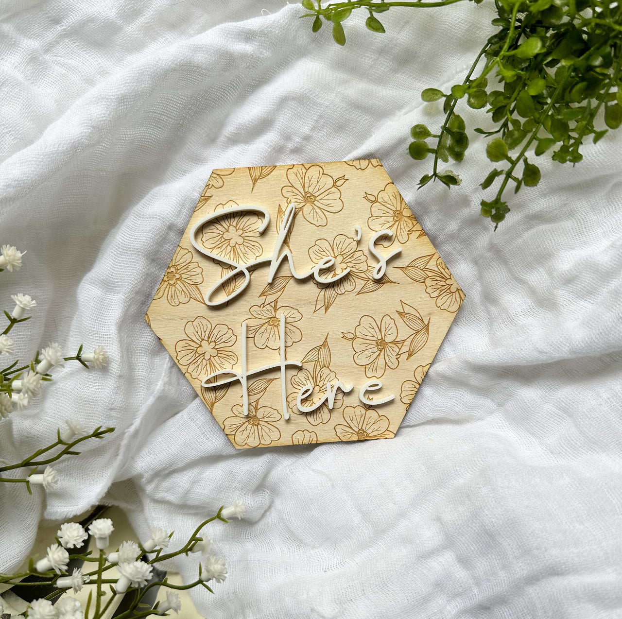 She's Here Sign, Birth Announcement, Baby Announcement, Gender Reveal, Baby Reveal, Baby Reveal Sign, She's Here, Baby Girl