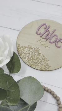 Wildflower Baby Announcement Sign, Baby Name Announcement Sign, Birth Announcement Sign, Unique Baby Name Sign, Personalized Baby Name Sign