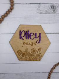 Thumbnail for Baby Name Sign, Sunflower Baby Announcement Sign, Birth Announcement Sign, Unique Baby Name Sign, Baby Name Announcement Sign