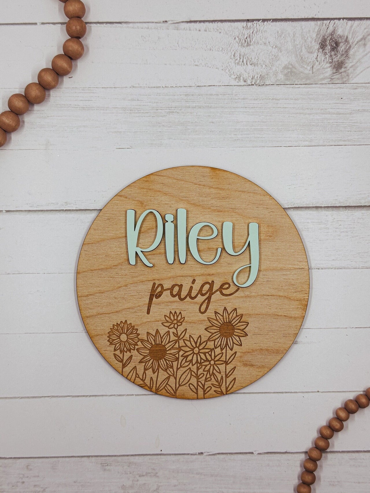 Birth Announcement Sign, Baby Name Sign, Sunflower Baby Announcement Sign, Unique Baby Name Sign, Baby Name Announcement Sign