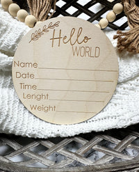 Thumbnail for Birth Stat Sign, Birth Announcement Sign, Baby Announcement, Hello World Sign, Baby Reveal, Baby Reveal Sign, Birth Sign, Hello World