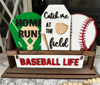 Thumbnail for Baseball Decor, Baseball Shelf Sitter, Rustic Decor, Interchangeable Decor, Home Run Decor, Shelf Sitter, Spring Shelf Sitter, Baseball