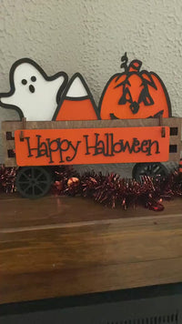 Wagon Shelf Sitter, Halloween Decor, Halloween Wagon Decor, Rustic Decor, Mantel Decor, Interchangeable Decor, Wagon Decor