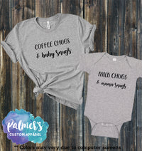 Thumbnail for Mommy and Me shirts-Milk Chugs and Mama Snugs outfit-Funny Mommy Shirt-Coffee Chugs Shirt & Baby Snugs Shirt-Mommy and Me matching shirts