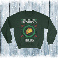 Thumbnail for Christmas Sweater, All I Want For Christmas is Tacos , Ugly Christmas Sweater, Ugly Christmas Swaeter, Holiday Sweater, Festive Taco Sweater