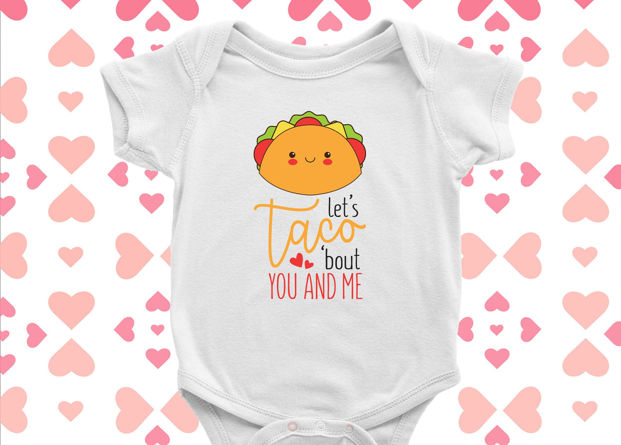 Valentine's Day Onesie® | Taco Onesie® | Taco 'bout you and me | Valentines Day | Baby Onesie® | Baby Boy | Baby Girl | Valentines Day |