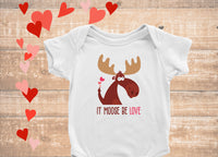 Thumbnail for Valentine's Day Onesie® |Moose Onesie® | Baby Onesie® |Valentine's Day Baby Onesie® |Moose be love|Baby 1st Valentine's Day |Infant Onesie®