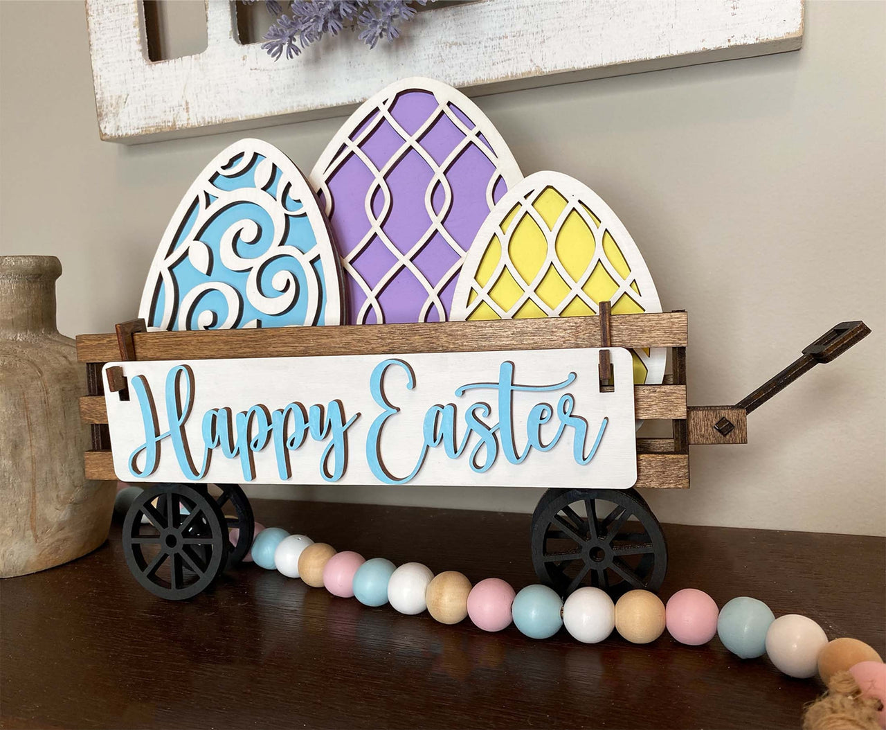 Wagon Shelf Sitter, Easter Decor, Easter Wagon Decor, Rustic Decor, Mantel Decor, Interchangeable Decor, Wagon Decor, Easter Egg Decor