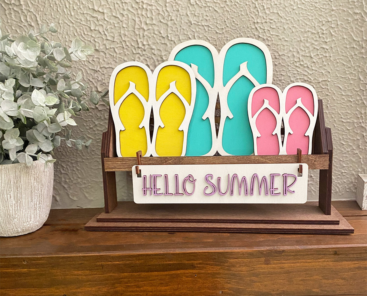 Summer Decor, Summer Shelf Sitter, Rustic Decor, Interchangeable Decor, Flipflop Decor, Summertime Decor, Shelf Sitter, Summer Mantel Decor