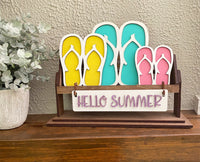 Thumbnail for Summer Decor, Summer Shelf Sitter, Rustic Decor, Interchangeable Decor, Flipflop Decor, Summertime Decor, Shelf Sitter, Summer Mantel Decor