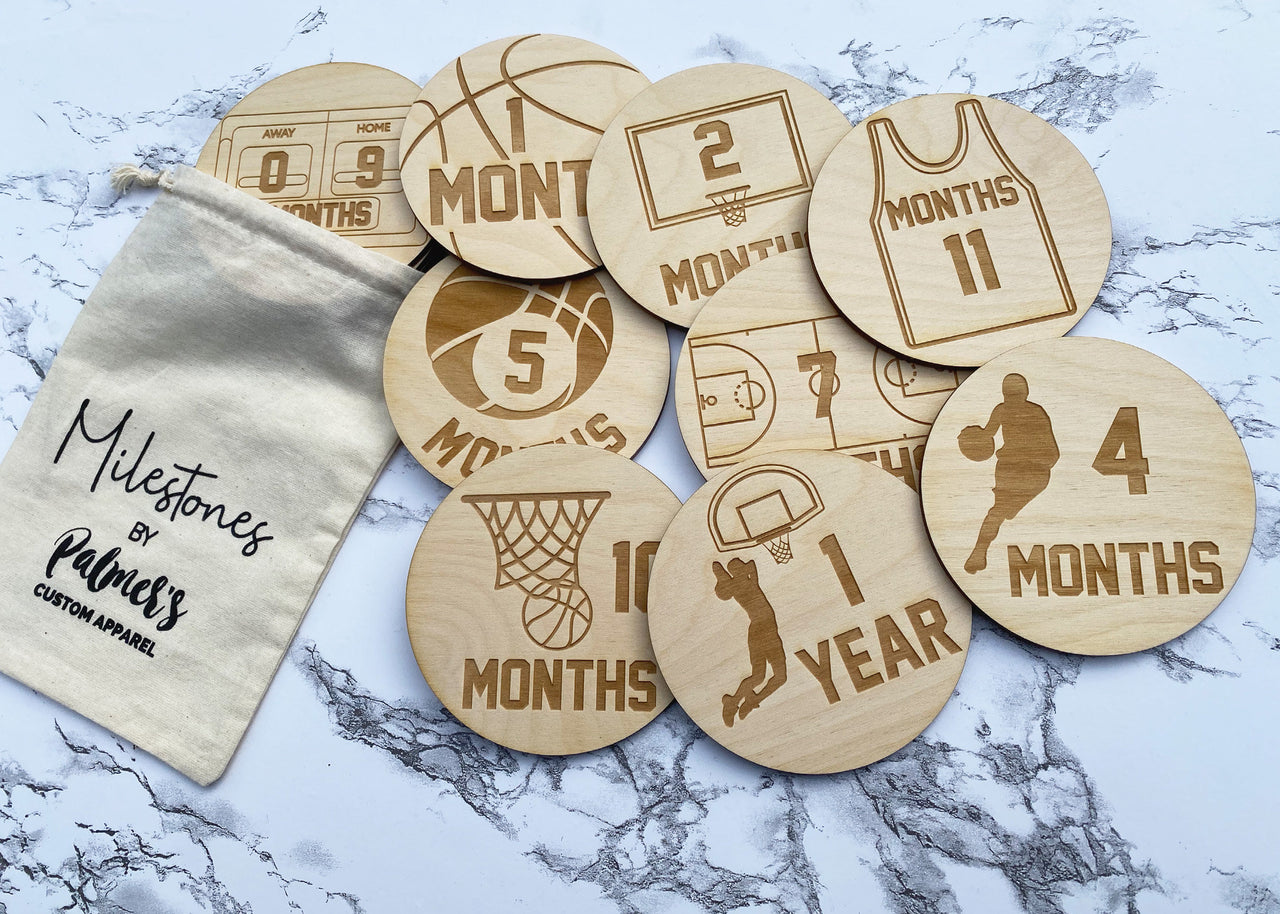 Basketball Milestone Cards, Baby Milestones, Wooden Milestones, Baby Shower Gift, Basketball Milestone Theme, Milestone Cards