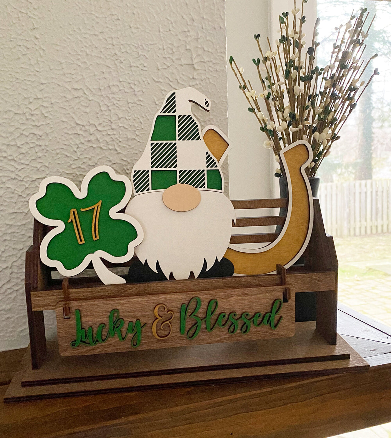 Shelf Sitter, St Patricks Day Decor,St Patricks Day Shelf Sitter Decor, Rustic Decor, Mantel Decor, Interchangeable Decor,Shelf Sitter Decor