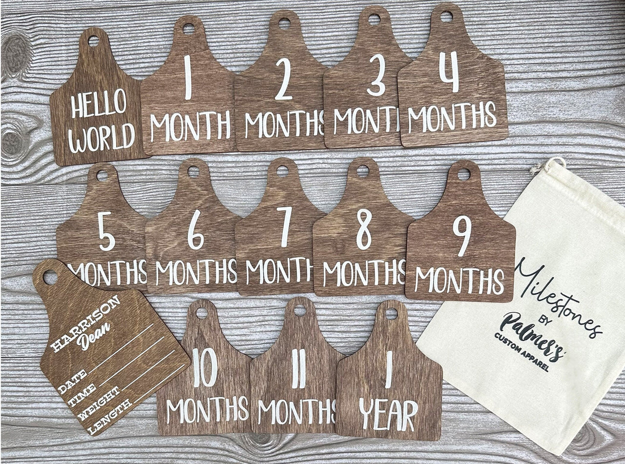 Baby Name Stat Sign,Cow Tag Milestone,Cow Baby Milestones,Cow Ear Tag Milestones,Birth Announcement,Monthly Milestones,Country Baby Nursrey